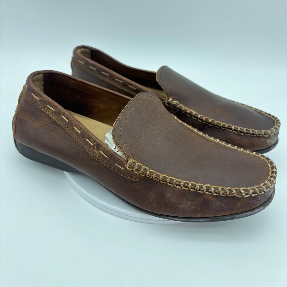 FRYE & CO. Mens Brown Leather Driving Loafers Moc Toe Slip On Shoes Comfort 8.5